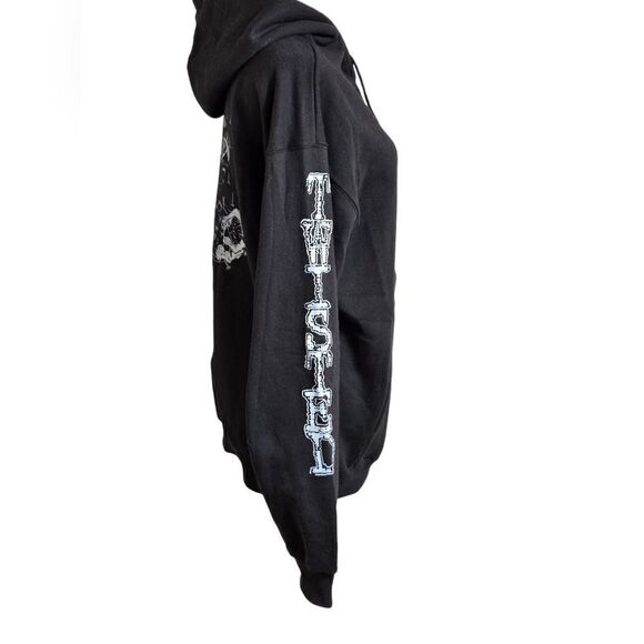B & E Sport Black Goth Twisted Graphic Print Zip Hoodie Sweatshirt - Picture 3 of 6